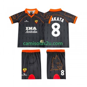Camisolas de futebol AS Roma NAKATA 8 1999 2000 Retro Criança Equipamento Alternativa Manga Curta